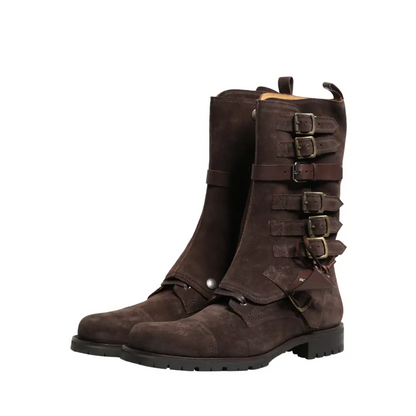 Dolce & Gabbana Brown Suede Leather Combat Ankle Boots Shoes - Ankelstøvler
