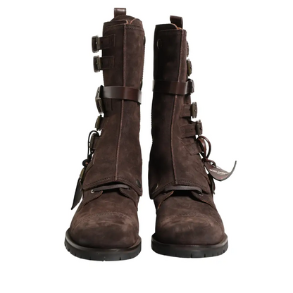 Dolce & Gabbana Brown Suede Leather Combat Ankle Boots Shoes - Ankelstøvler