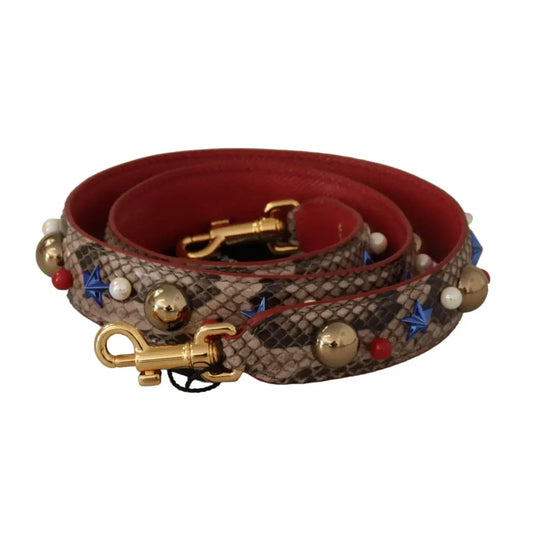 Dolce & Gabbana Brun Python Læder Studded Skulder Strap