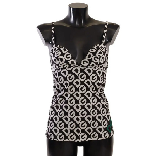 Sort Dolce & Gabbana chic logo print camisole top i sort-hvid