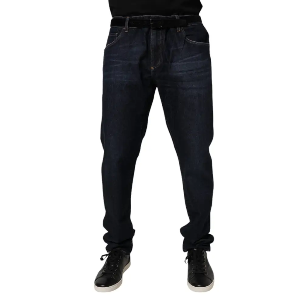 Dolce & Gabbana mørkeblå bomuld stræk skinny denim jeans med sneakers