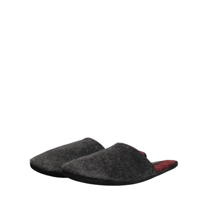 Dolce & Gabbana Dark Grey Charcoal Wool Red Slippers Shoes - Flip-flops