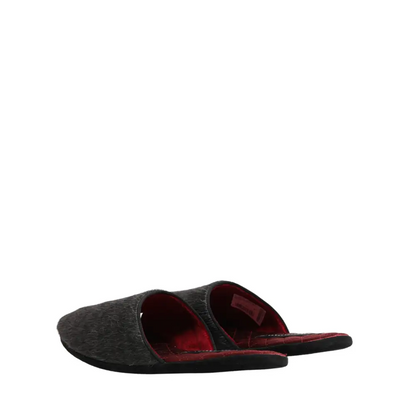 Dolce & Gabbana Dark Grey Charcoal Wool Red Slippers Shoes - Flip-flops