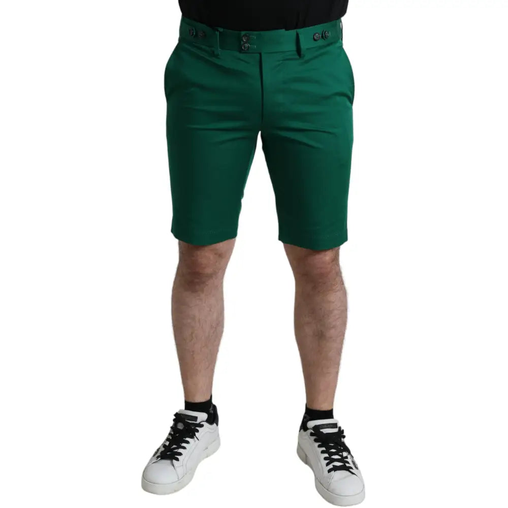 Dolce & Gabbana Deep Grøn Bomuld Stretch Herre Bermuda Shorts