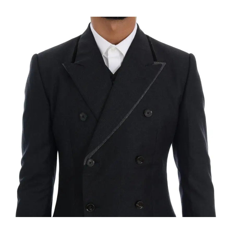 Dolce & Gabbana Elegant Gray Double Breasted Wool Suit