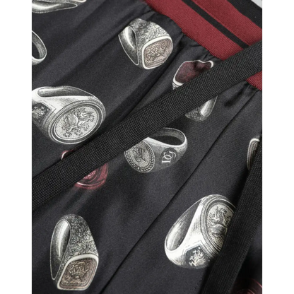 Dolce & Gabbana Elegant Silk Jogging Trousers with Ring Print - IT50/L - Bukser