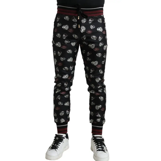 Dolce & Gabbana Elegant Silk Jogging Trousers with Ring Print - IT50/L - Bukser