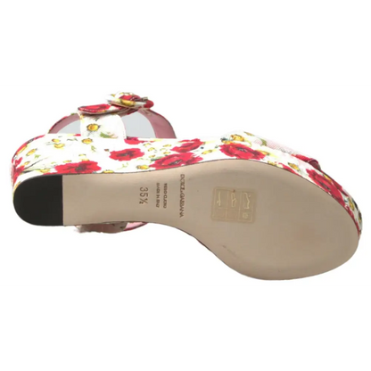 Dolce & Gabbana Floral Ankle Strap Wedge Sandals - Sandaler