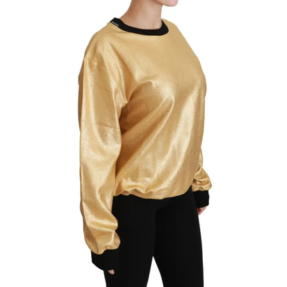 Dolce & Gabbana Gold Cotton Crewneck Pullover Sweater