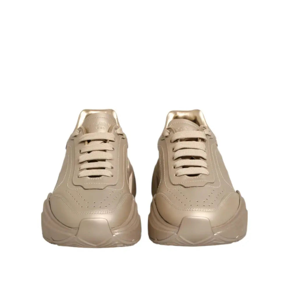Dolce & Gabbana Gold Leather Daymaster Women Sneakers Shoes