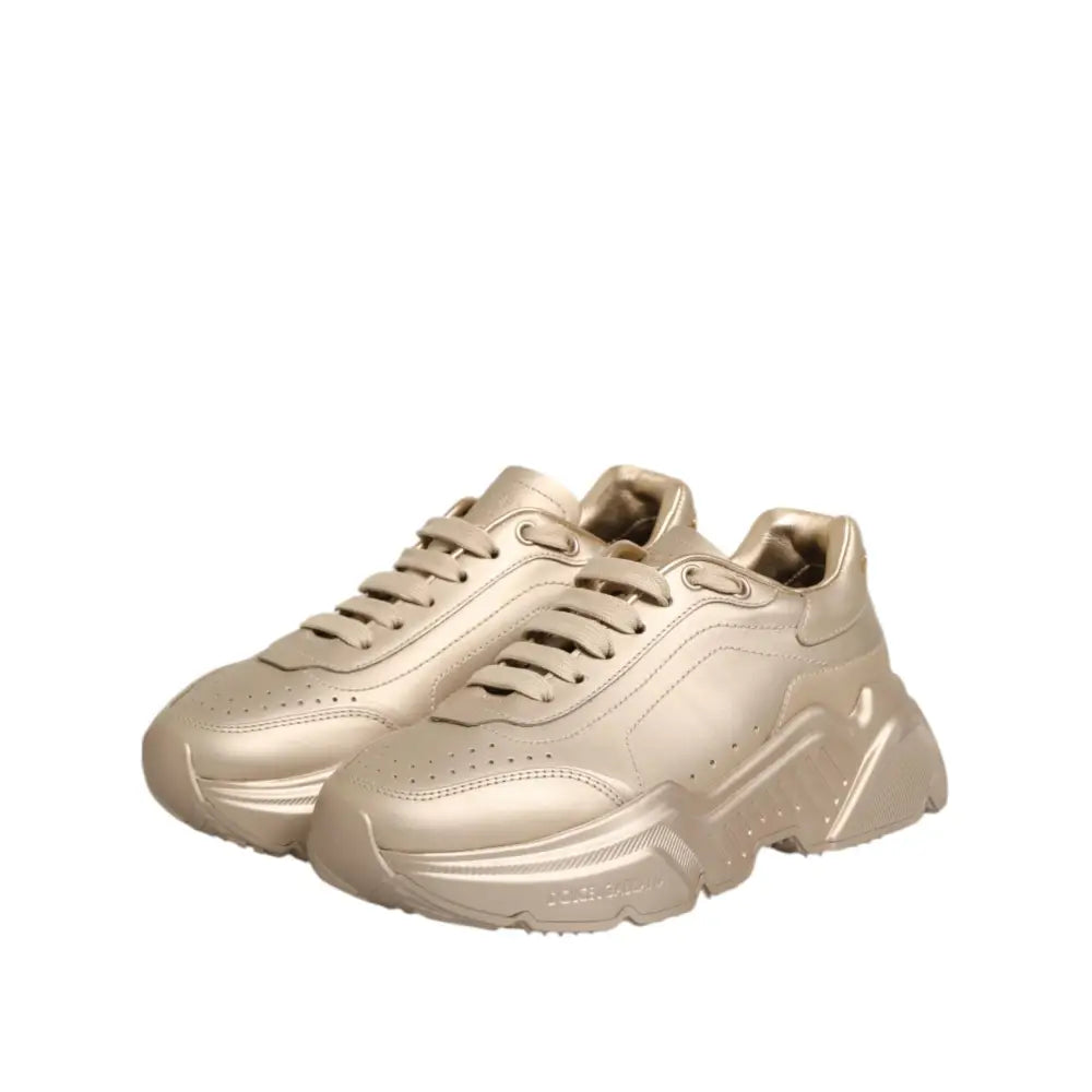 Dolce & Gabbana Gold Leather Daymaster Women Sneakers Shoes