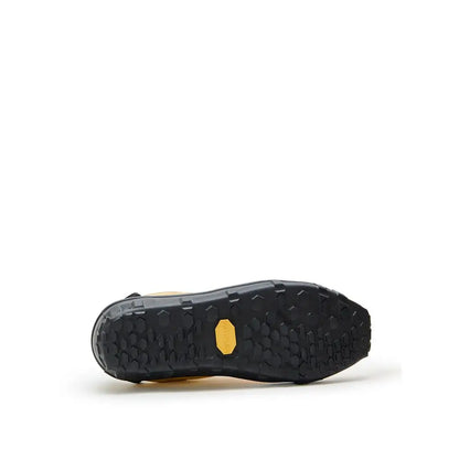 Gabbana gold leather low top sneaker with black rubber vibram sole