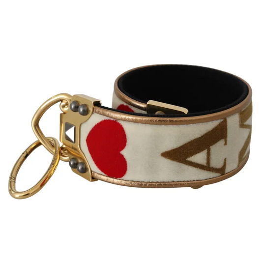 Dolce & Gabbana gabbana gold white AMORE keychain med rødt hjerte