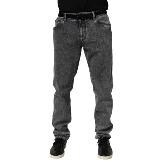 Dolce & Gabbana Gray Cotton Slim Fit Denim Trouser Jeans