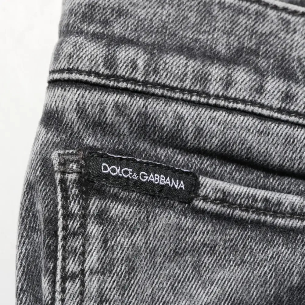 Dolce & Gabbana Gray Cotton Slim Fit Denim Trouser Jeans