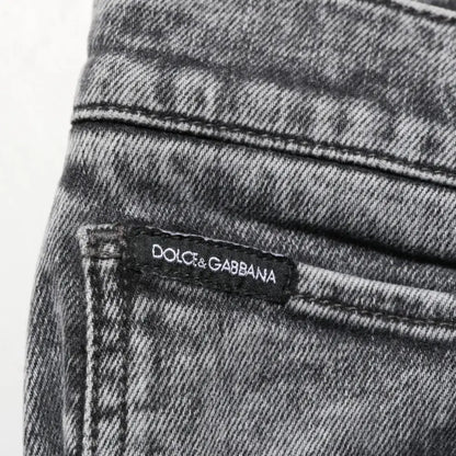 Dolce & Gabbana Gray Cotton Slim Fit Denim Trouser Jeans