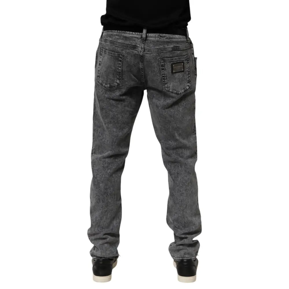 Dolce & Gabbana Gray Cotton Slim Fit Denim Trouser Jeans