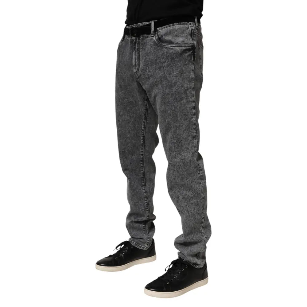 Dolce & Gabbana Gray Cotton Slim Fit Denim Trouser Jeans