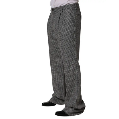 Dolce & Gabbana Gray Houndstooth Straight Dress Trouser Pants - Bukser