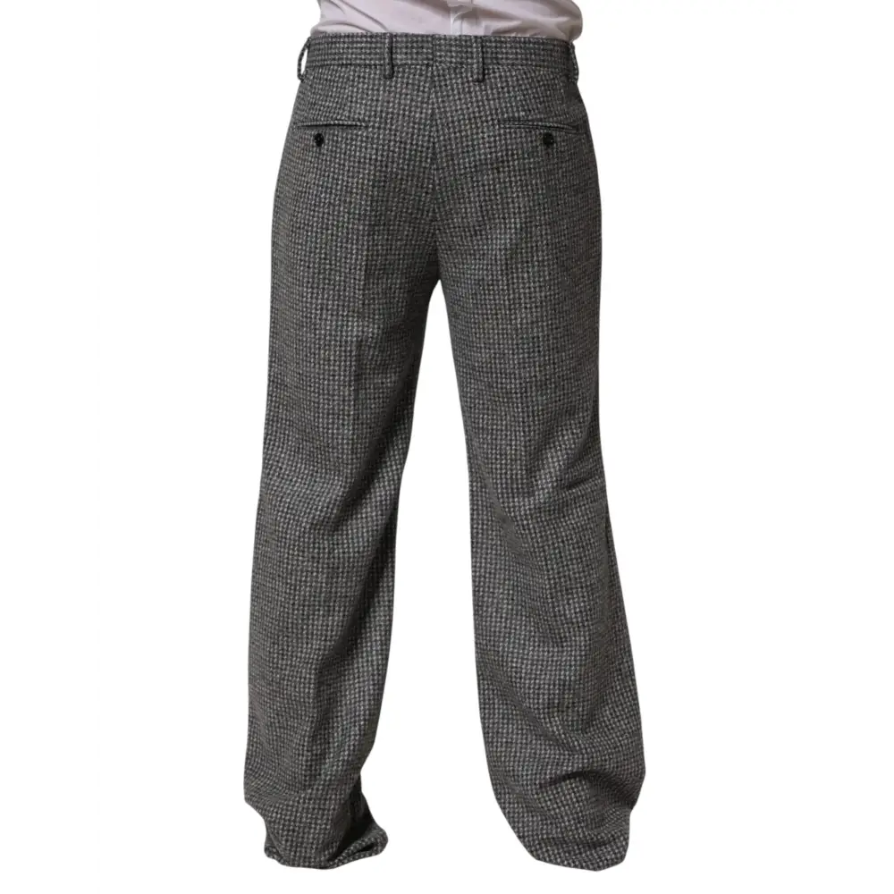 Dolce & Gabbana Gray Houndstooth Straight Dress Trouser Pants - Bukser