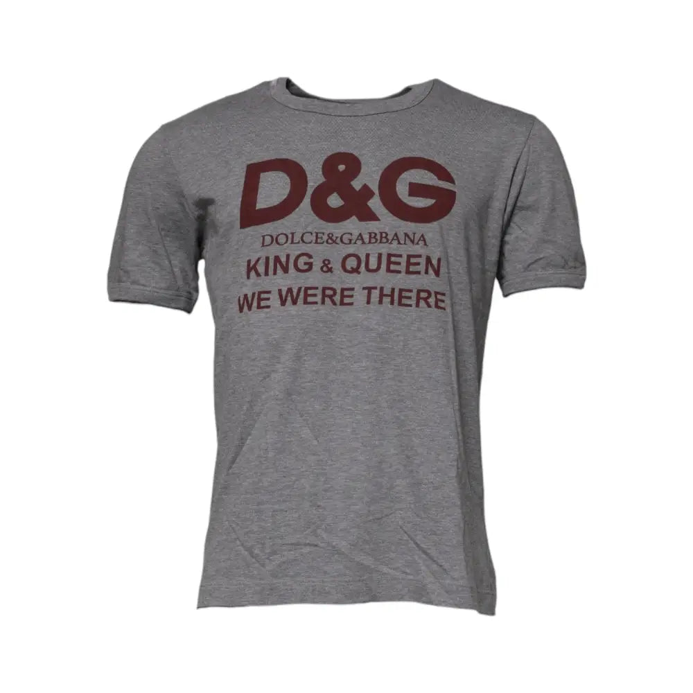 Dolce & Gabbana Gray Logo Print Cotton Crew Neck Men T-shirt