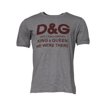 Dolce & Gabbana Gray Logo Print Cotton Crew Neck Men T-shirt