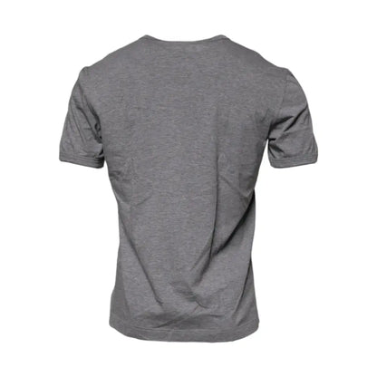 Dolce & Gabbana Gray Logo Print Cotton Crew Neck Men T-shirt