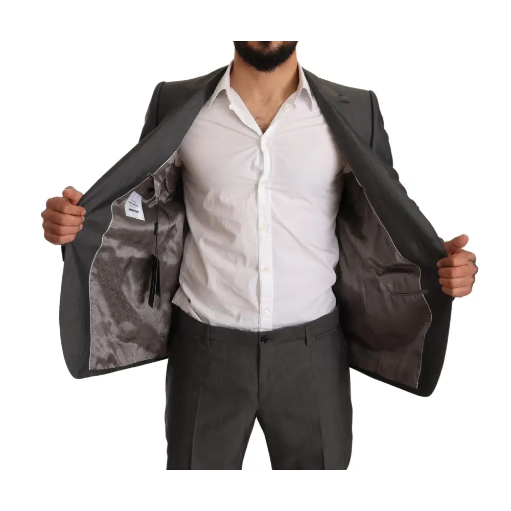 Mørk grå Dolce & Gabbana martini slim fit jakke med subtil tekstureret for