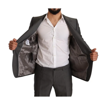 Mørk grå Dolce & Gabbana martini slim fit jakke med subtil tekstureret for