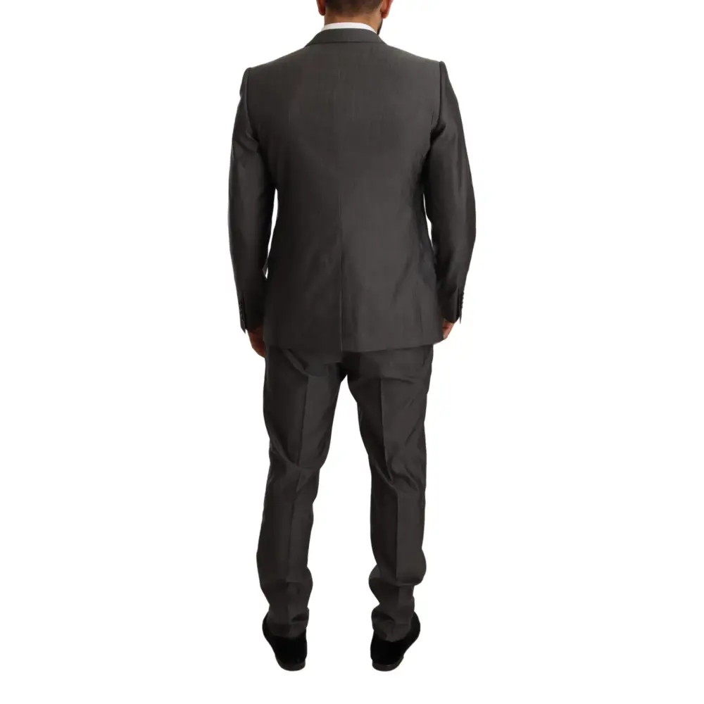 Sleek Dolce & Gabbana gray metallic Martini slim fit suit med skærmet pasform