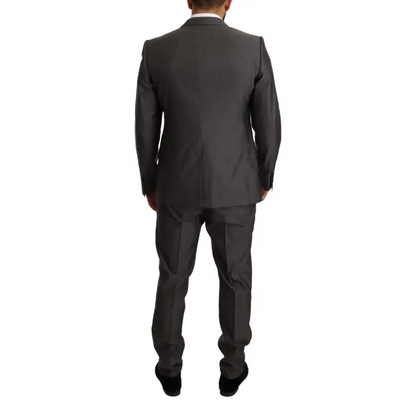 Sleek Dolce & Gabbana gray metallic Martini slim fit suit med skærmet pasform