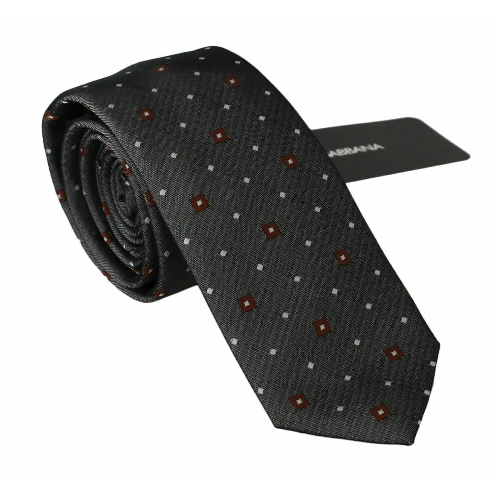 Dolce & Gabbana Gray Patterned Classic Mens Slim Necktie