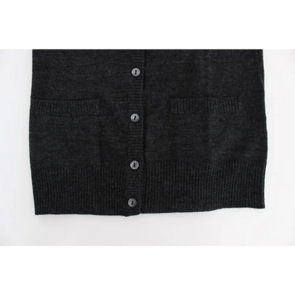 Dolce & Gabbana grå uld cardigan med knapforlukning og ribkantmanchetter
