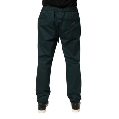 Mørkegrønne elastikbuks med Dolce & Gabbana-logo på lommen, skinny jogger i bomuld