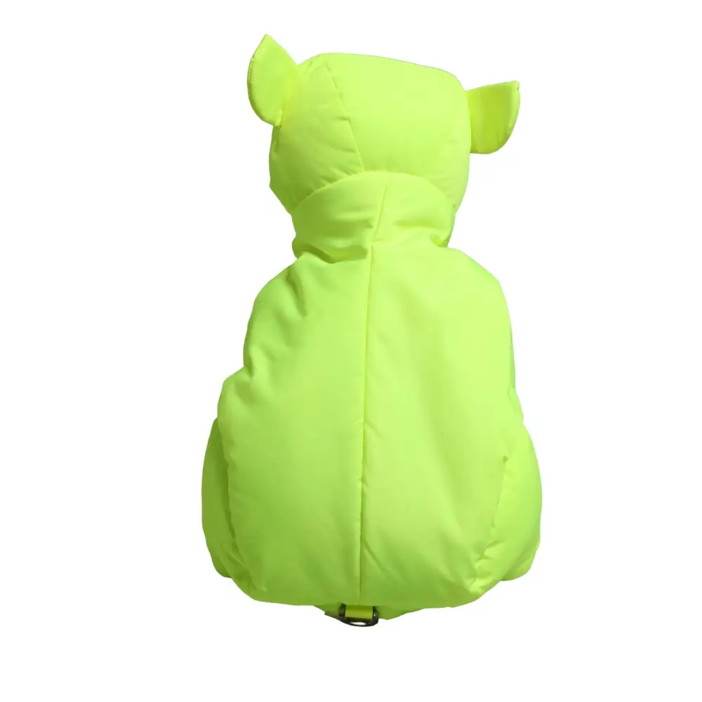 Lyskende neon grøn pufferjakke med bjørneører-hætte fra Dolce & Gabbana