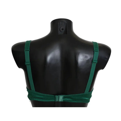 Dolce & Gabbana Green Silk Stretch Floral Lace Bra Underwear