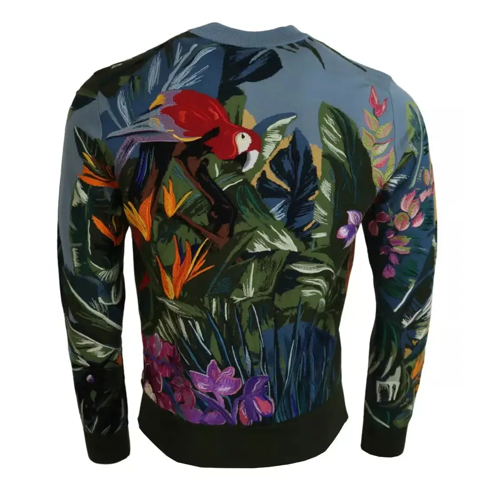 Dolce & Gabbana Jungle Wool Silk Pullover Logo Sweater - Sweaters