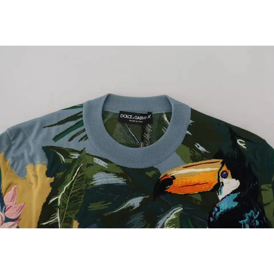 Dolce & Gabbana Jungle Wool Silk Pullover Logo Sweater - Sweaters