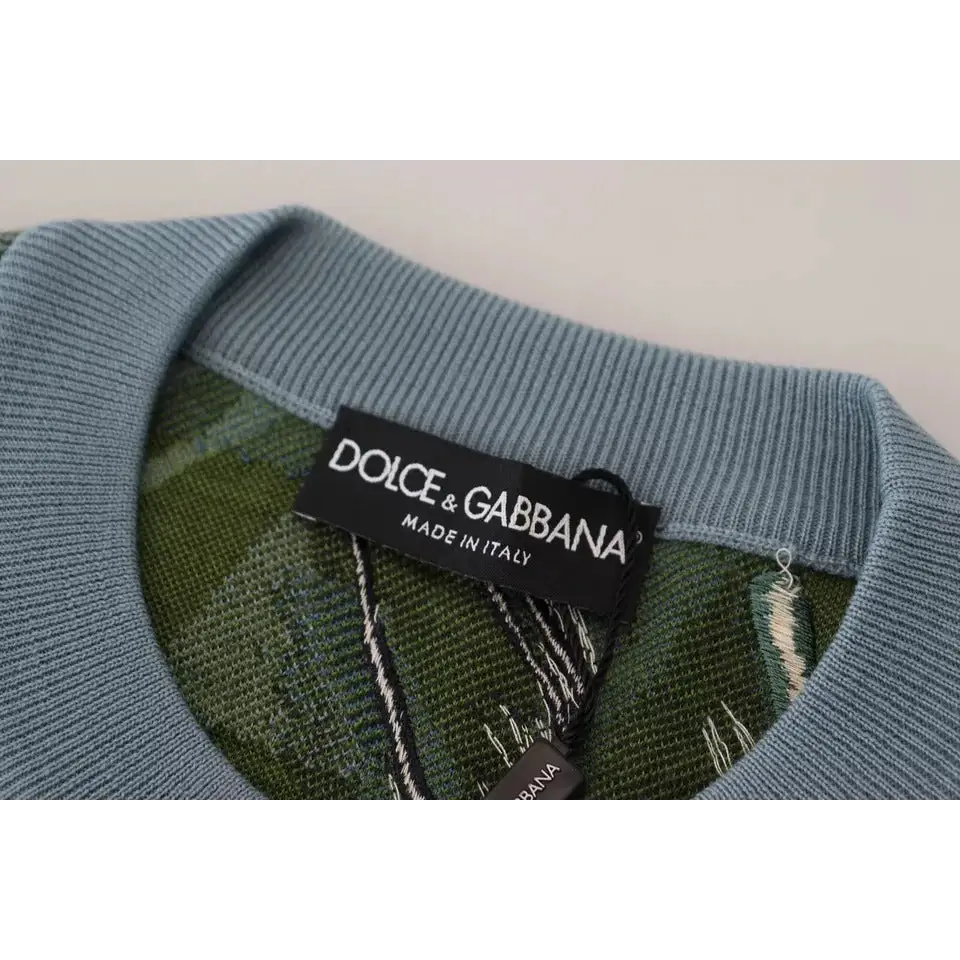 Dolce & Gabbana Jungle Wool Silk Pullover Logo Sweater - Sweaters