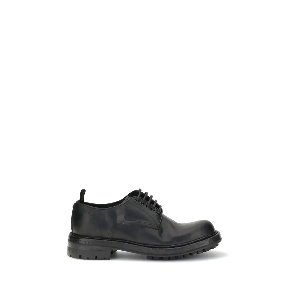Dolce & Gabbana sorte læder lace-up shoes med chunky gummisål, 100% originale brands