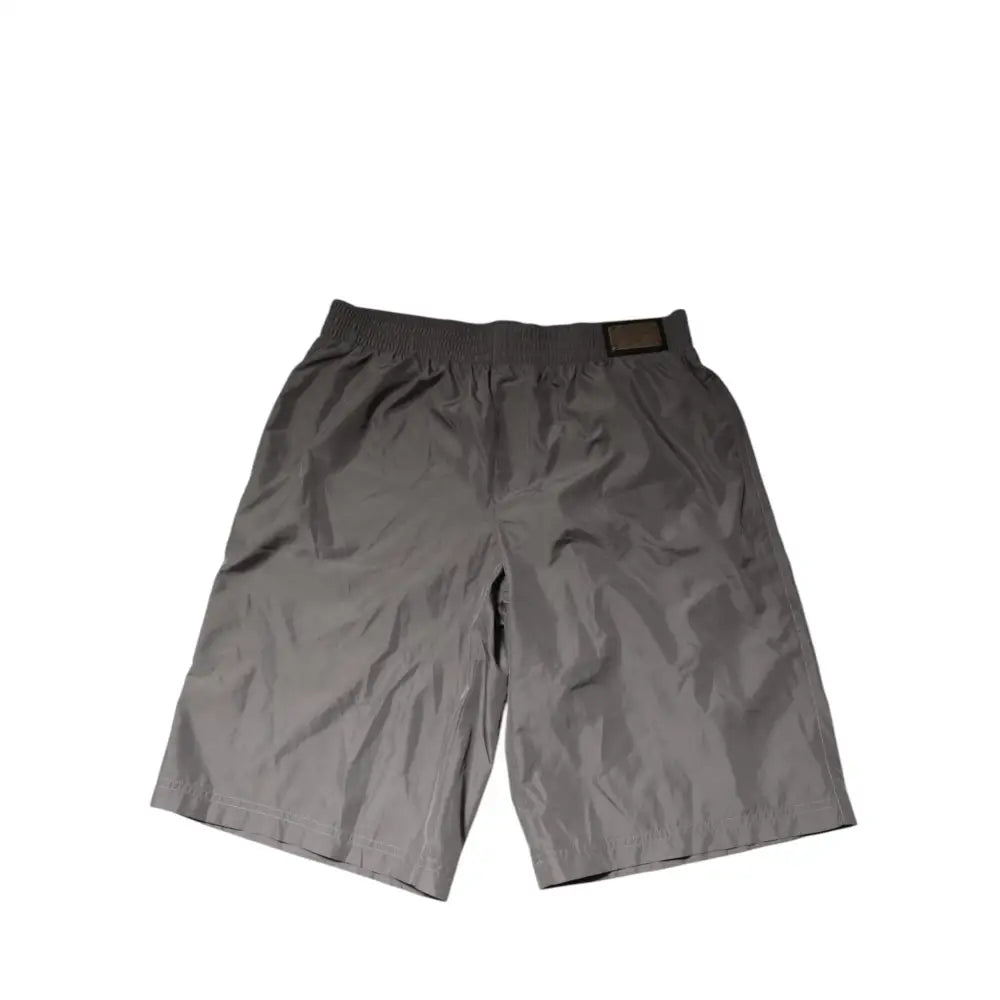 Dolce & Gabbana Light Gray Nylon Elastic Waist Shorts Swimwear