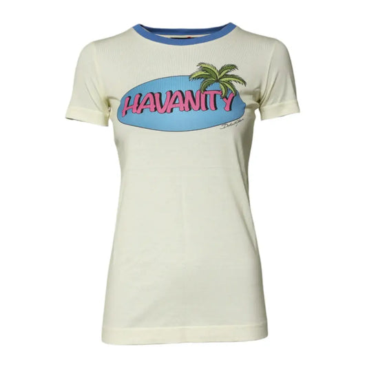 Dolce & Gabbana Light Yellow Cotton Short Sleeve T-shirt