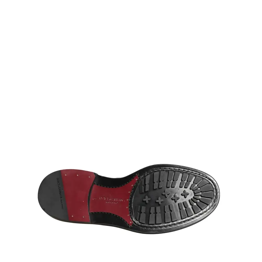 Dolce & Gabbana Men Black Lace-Up Leather Crown Dress Derby Shoes - 39 - Snøresko