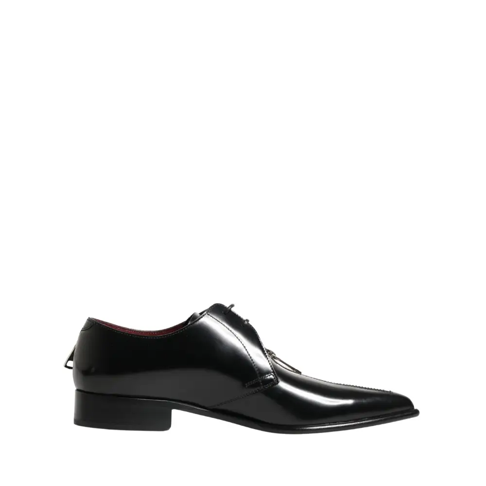 Sorte Dolce & Gabbana læder zip dress derby sko med spids tå