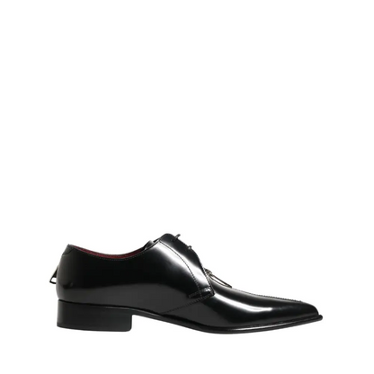 Sorte Dolce & Gabbana læder zip dress derby sko med spids tå