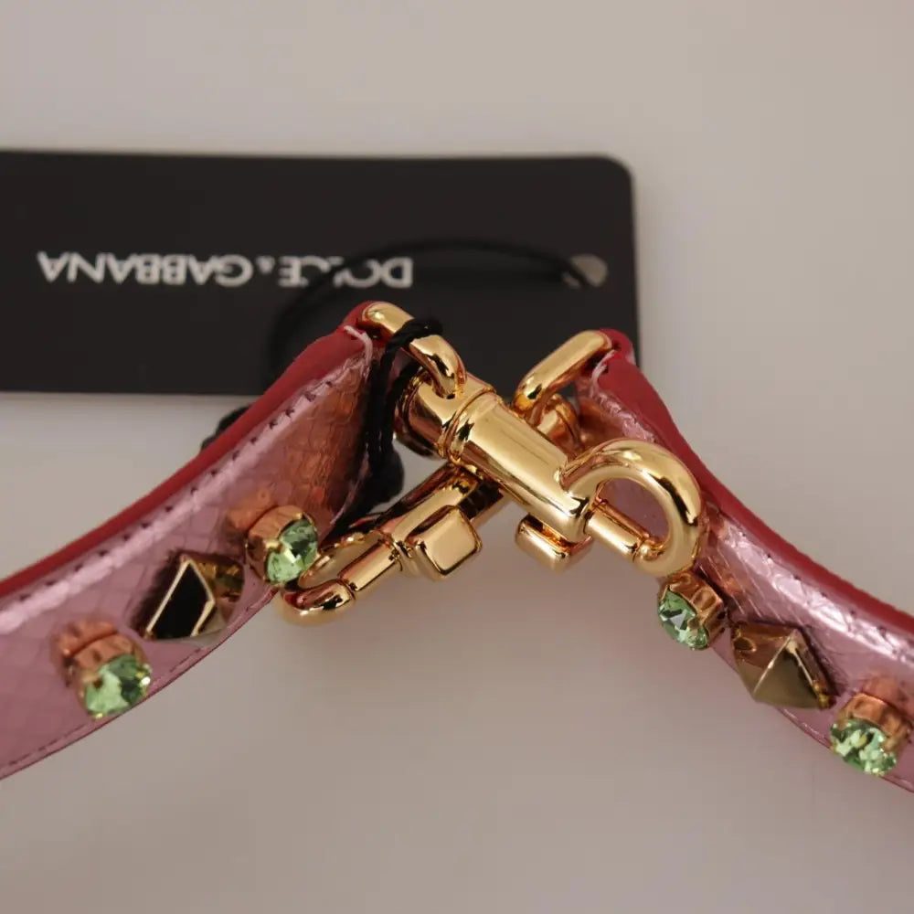 Dolce & Gabbana Metallic Pink Læder Studded Skulder Strap