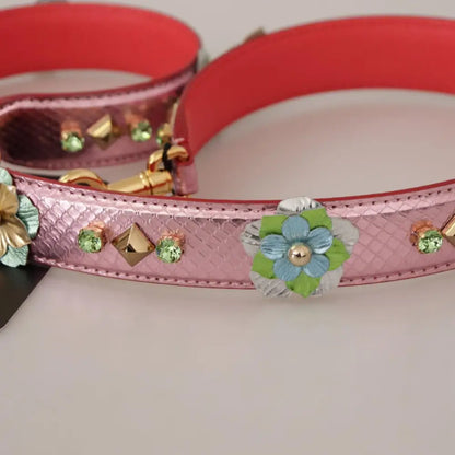 Dolce & Gabbana Metallic Pink Læder Studded Skulder Strap