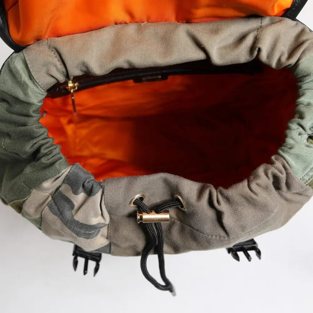 Dolce & Gabbana Military Green Patchwork School Backpack Bag