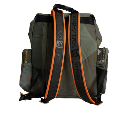 Dolce & Gabbana Military Green Patchwork Travel Backpack Bag