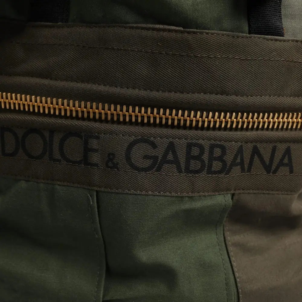 Dolce & Gabbana Military Green Patchwork Travel Backpack Bag